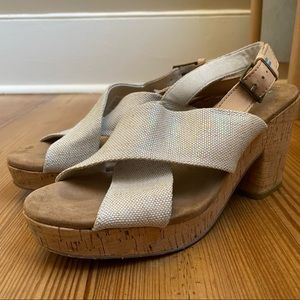 TOMS cork sole heel sling back sandals SIZE 7.5